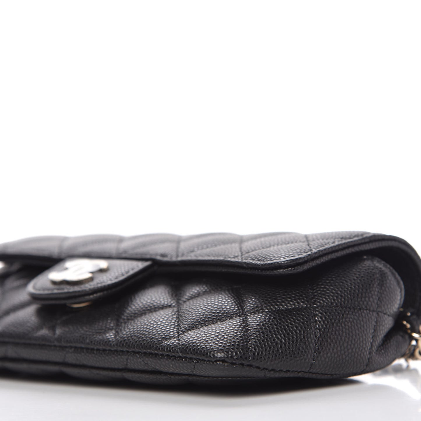 Caviar Quilted Glasses Case With Chain Black