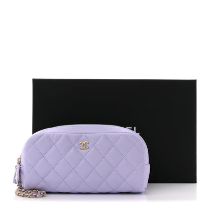 Chanel Caviar Quilted Toiletry Case With Chain Light Purple 8 of 8