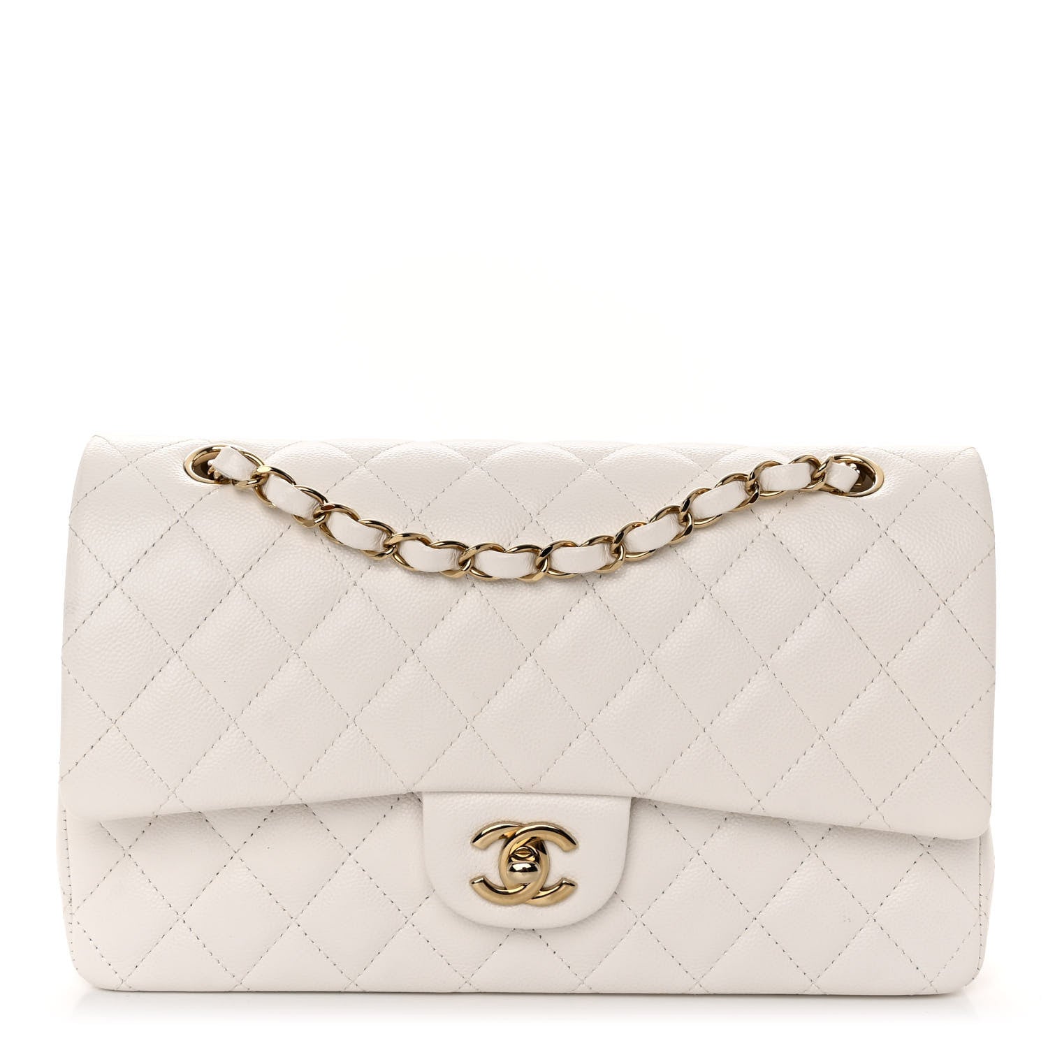 Chanel Caviar Quilted Medium Double Flap White 1 of 11