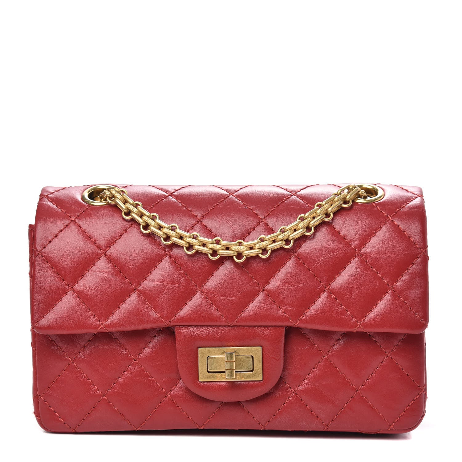 Chanel Aged Calfskin Quilted 2.55 Reissue Mini Flap Red 1 of 10