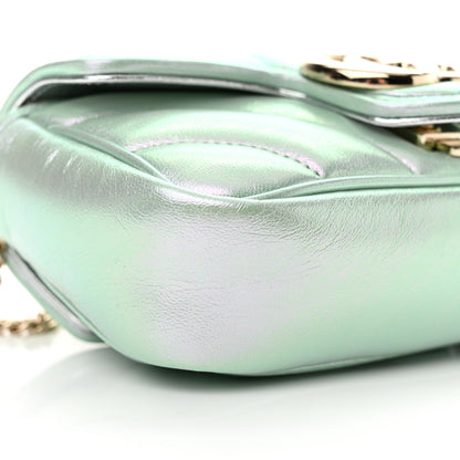 Gucci Iridescent Nappa Chevron Matelasse Super Mini GG Marmont Shoulder Bag Green Iridescent 9 of 11