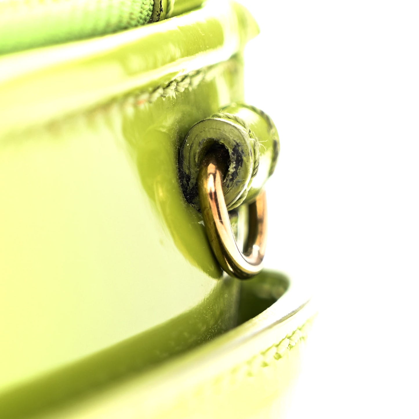 Patent Bridle Calfskin Parmoor Clutch Bag Lemon Green