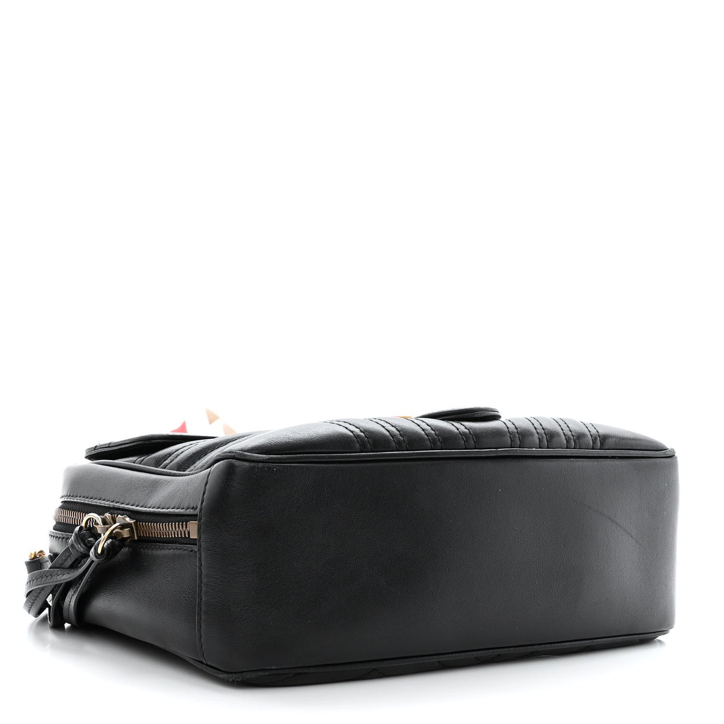 Calfskin Matelasse Sylvie Web Small GG Marmont Top Handle Shoulder Bag Black