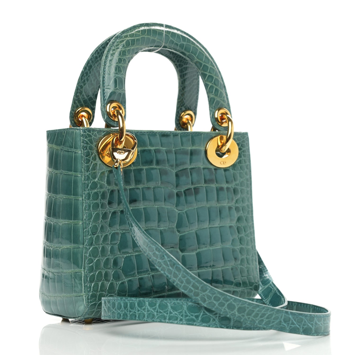 Christian Dior Shiny Crocodile Mini Lady Dior Green 3 of 10