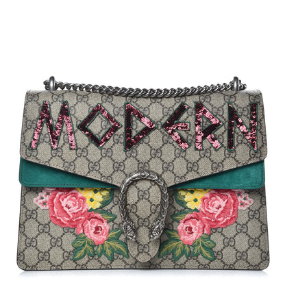 Gucci GG Supreme Monogram Embroidered Medium Dionysus Shoulder Bag Emerald 1 of 10