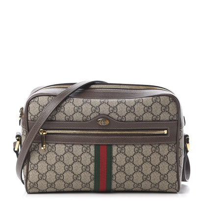 Gucci GG Supreme Monogram Web Small Ophidia Shoulder Bag Brown 1 of 10