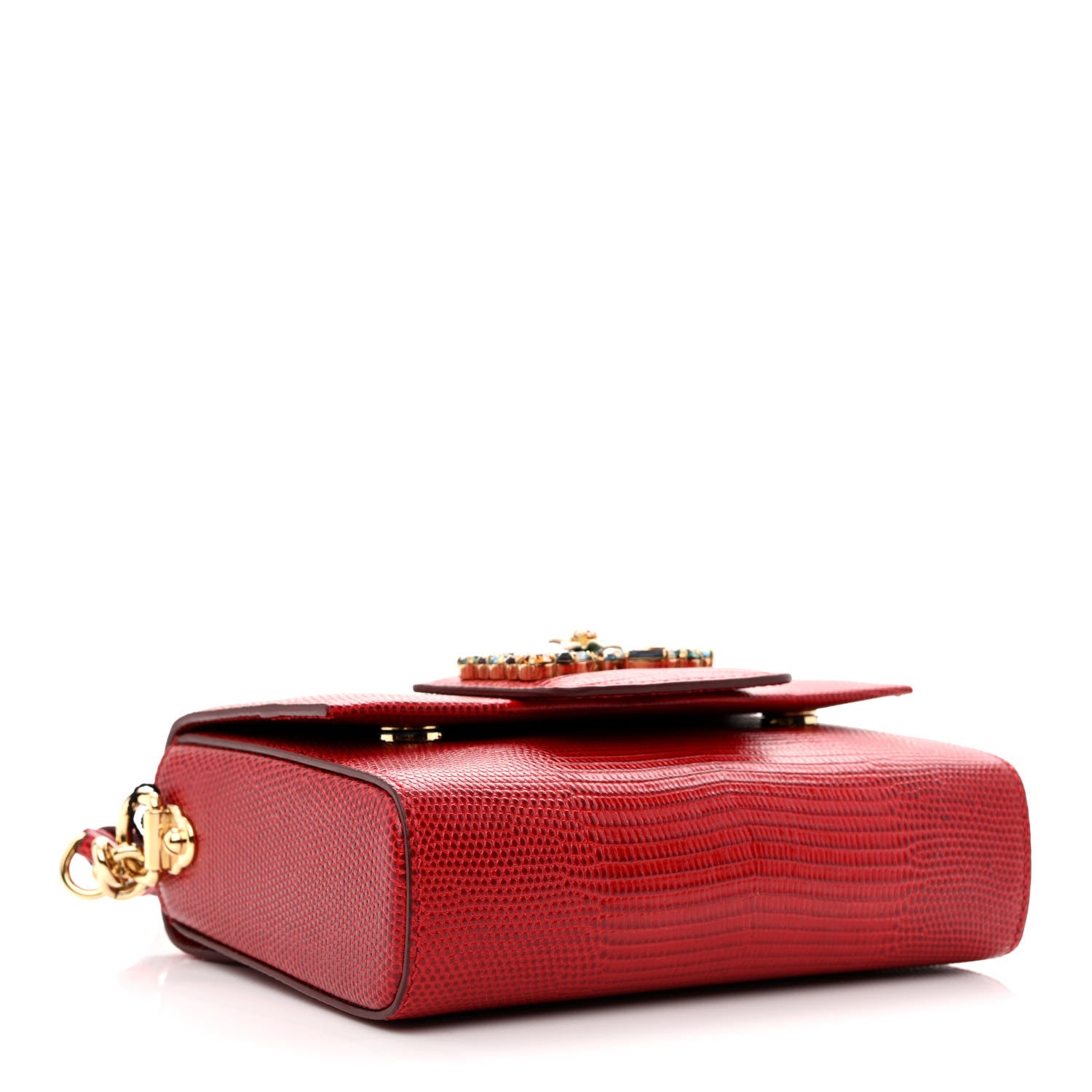 Dolce & Gabbana Lizard Embossed Crystal Embellished DG Millennials