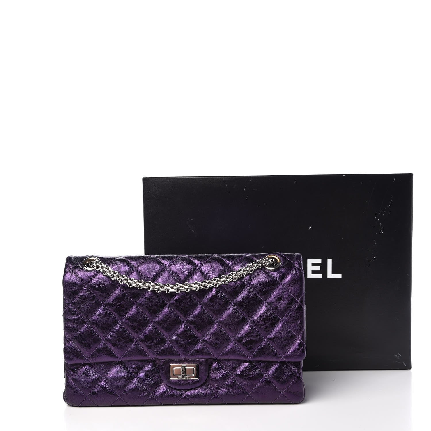 Chanel Metallic Calfskin Quilted 2.55 Reissue 226 Flap Violet 11 of 11