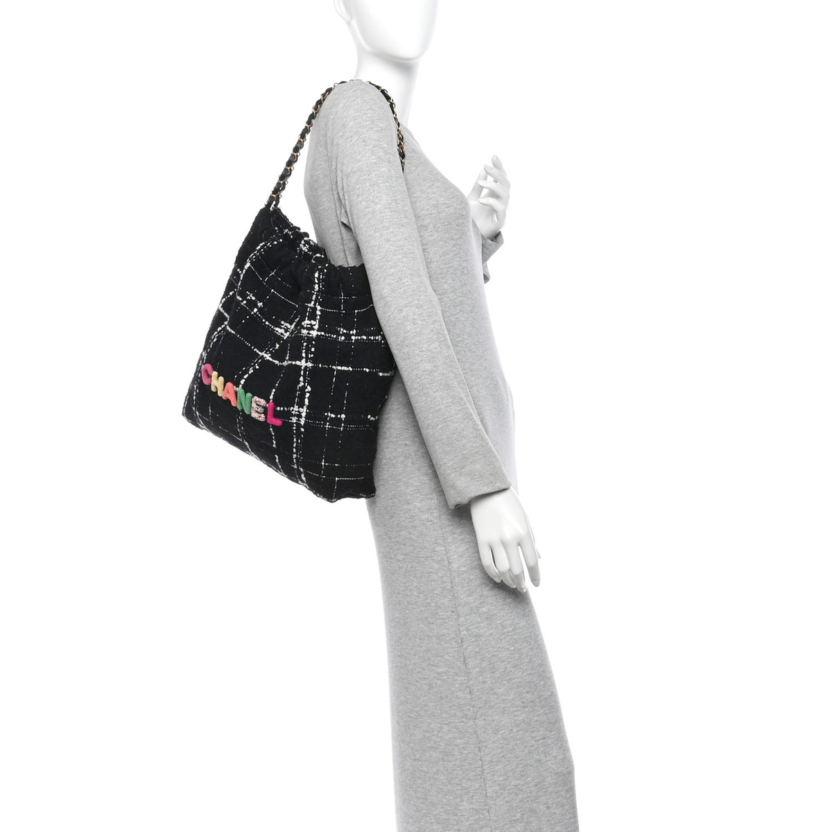 Wool Tweed Quilted Chanel 22 Black Multicolor