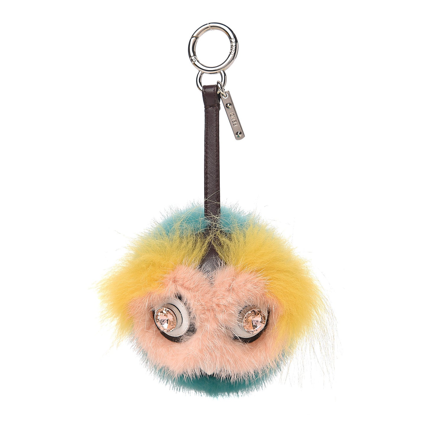 Shiny Nappa Mink Fox Fur Crystal QuTweet Dazzling Bag Bug Charm Bordeaux Seashell Multicolor