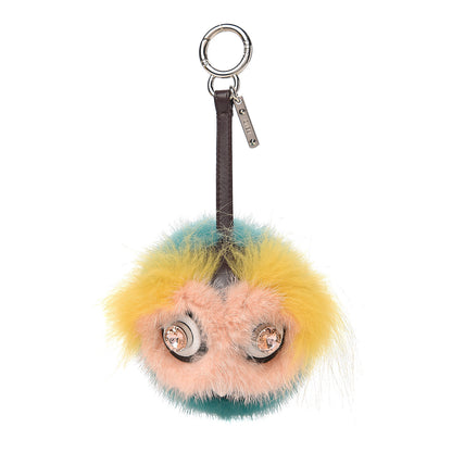 Fendi Shiny Nappa Mink Fox Fur Crystal QuTweet Dazzling Bag Bug Charm Bordeaux Seashell Multicolor 1 of 3