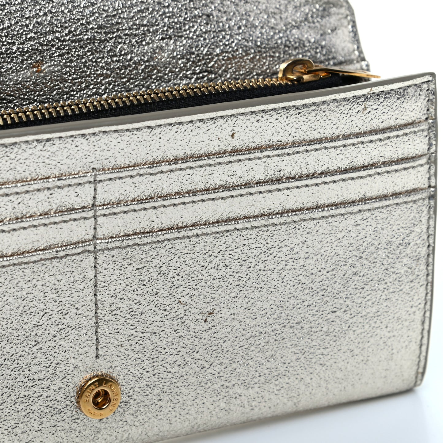 Metallic Calfskin Classic Monogram Cassandre Wallet Silver