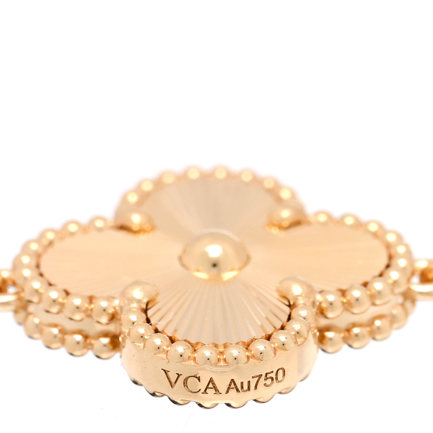 Van Cleef & Arpels 18K Yellow Gold Diamond 5 Motifs Guilloche Vintage Alhambra Bracelet 3 of 4