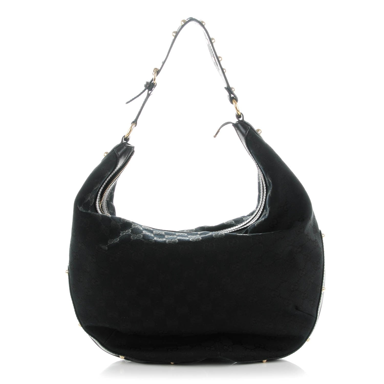 Gucci Monogram Biba Studded Hobo Black 1 of 9