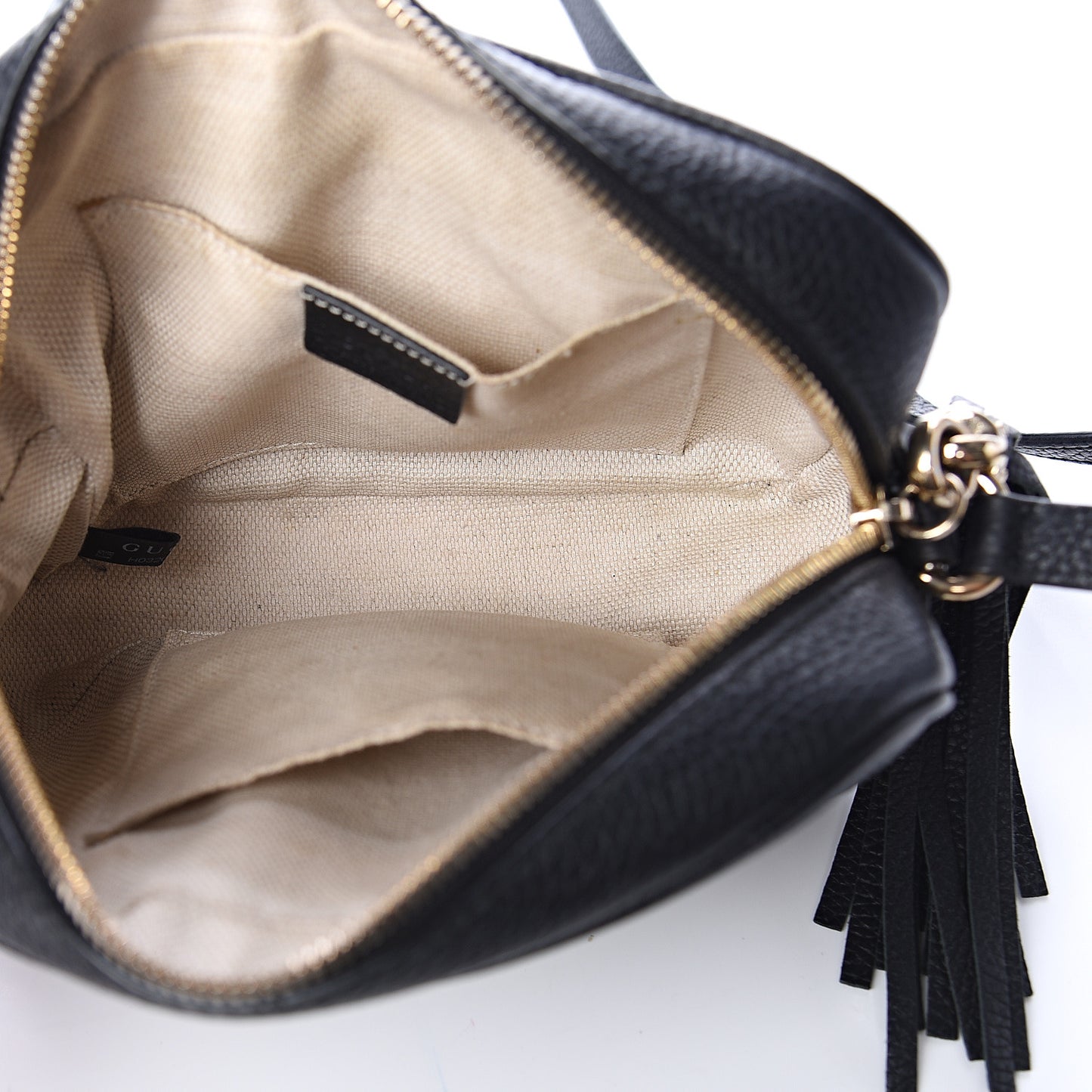 Pebbled Calfskin Small Soho Disco Bag Black
