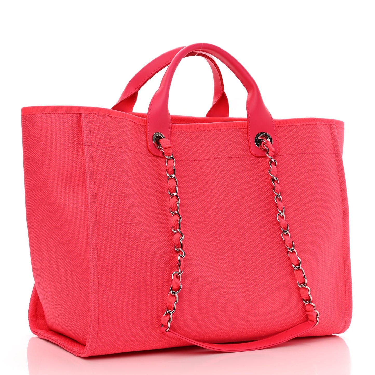 Mixed Fibers Calfskin Medium Deauville Tote Pink Orange