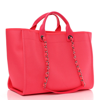 Chanel Mixed Fibers Calfskin Medium Deauville Tote Pink Orange 4 of 11
