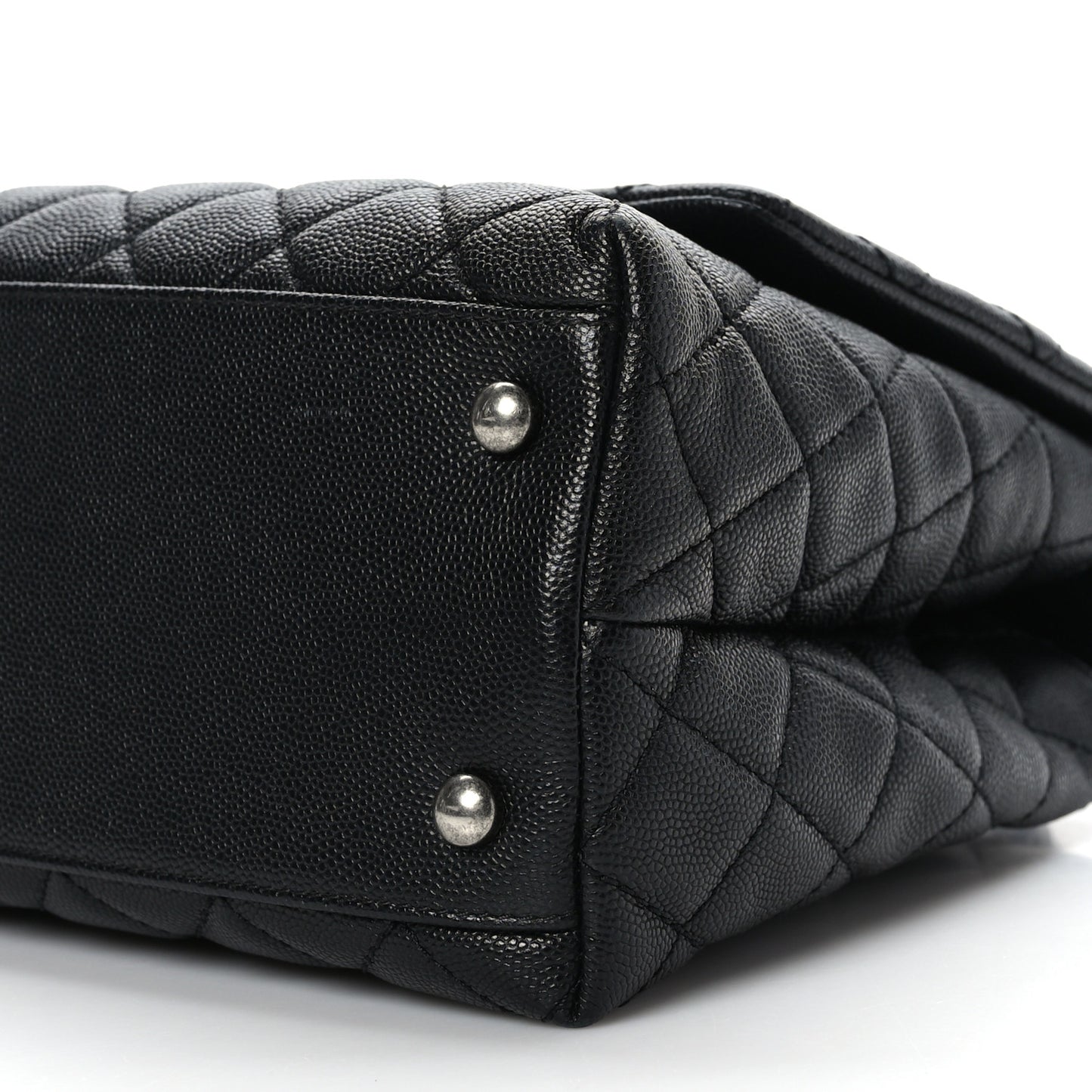 Caviar Lizard Embossed Quilted Small Coco Handle Flap Black