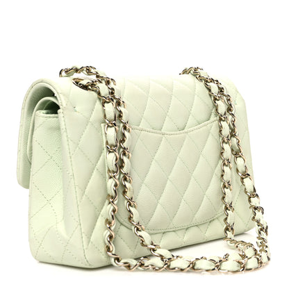 Chanel Caviar Quilted Small Double Flap Light Green 3 of 10