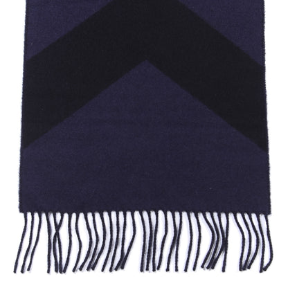 Hermes Cashmere Casaque Chevron Muffler Marine Black 3 of 5