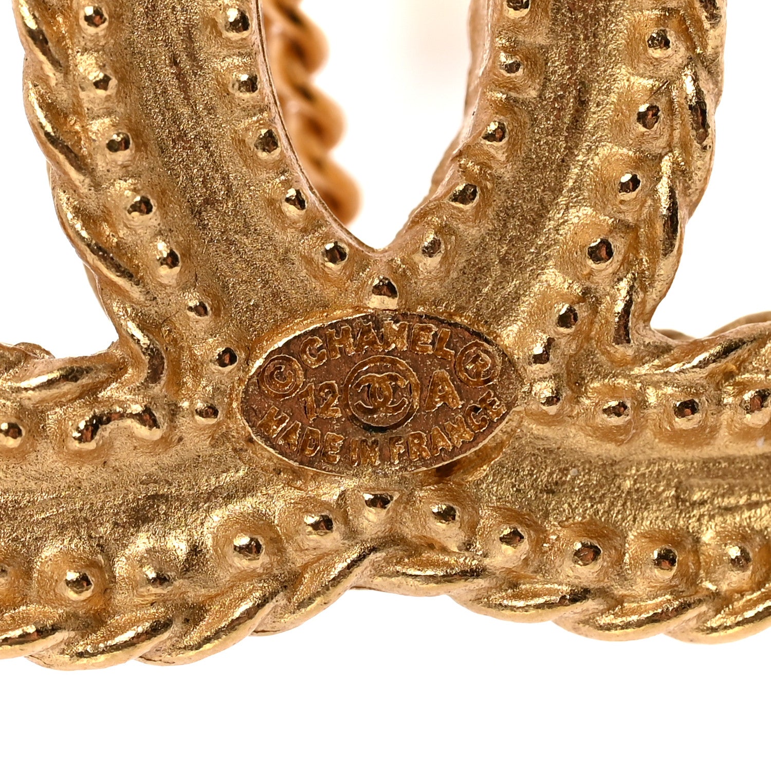 Chanel CC Drop Earrings Matte Gold 4 of 5