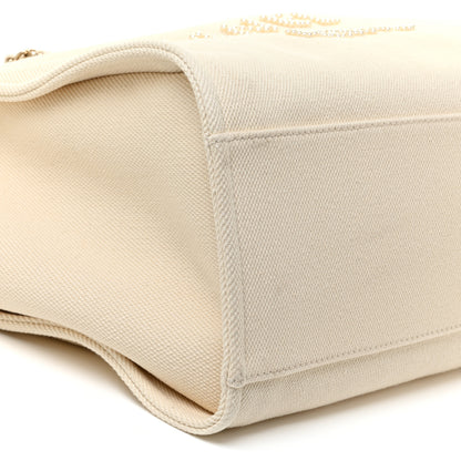 Chanel Canvas Pearl Medium Deauville Tote Ecru Beige 9 of 18