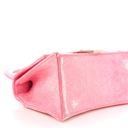 Balenciaga Nappa Denim Printed Small Hourglass Top Handle Bag Denim Pink 9 of 10