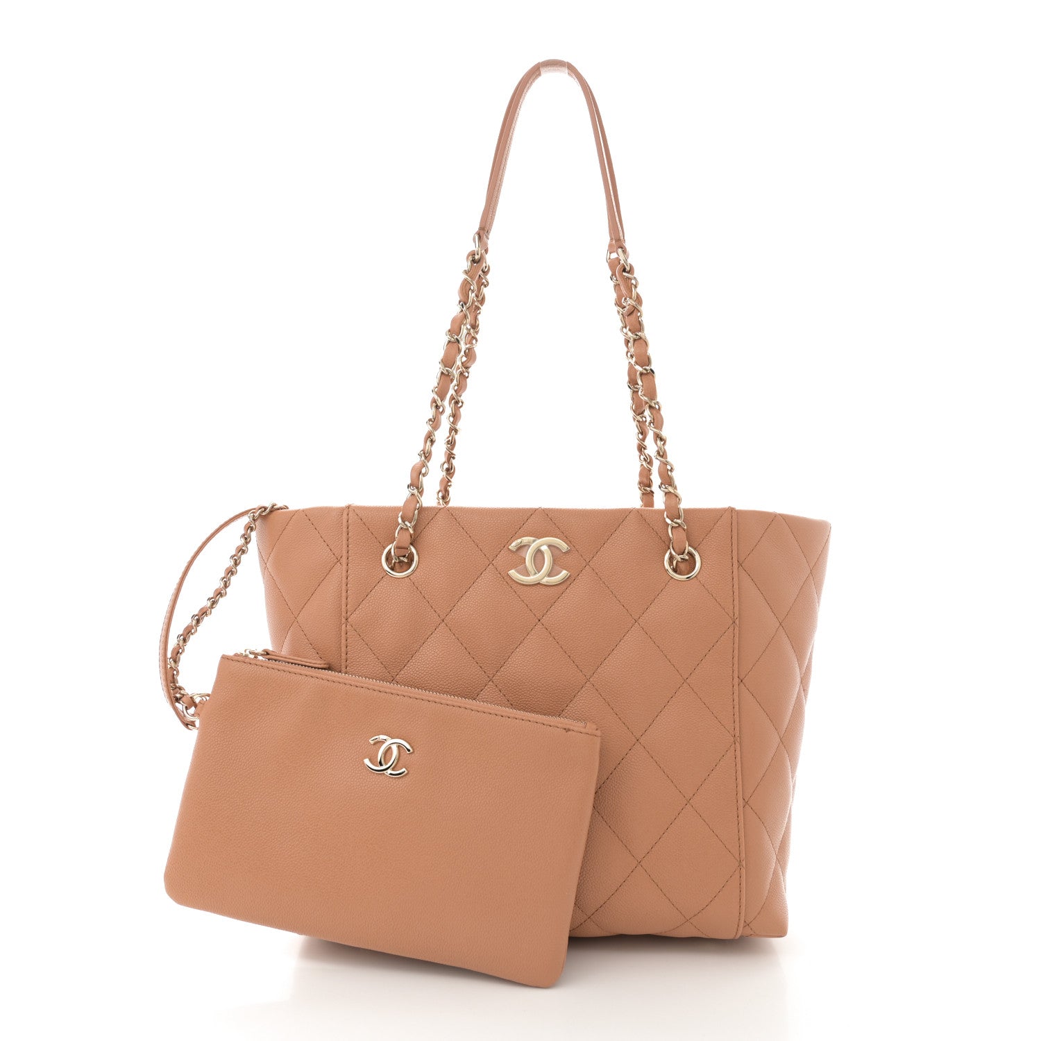 Chanel Caviar Quilted Small Shopping Tote Dark Beige 3 of 11