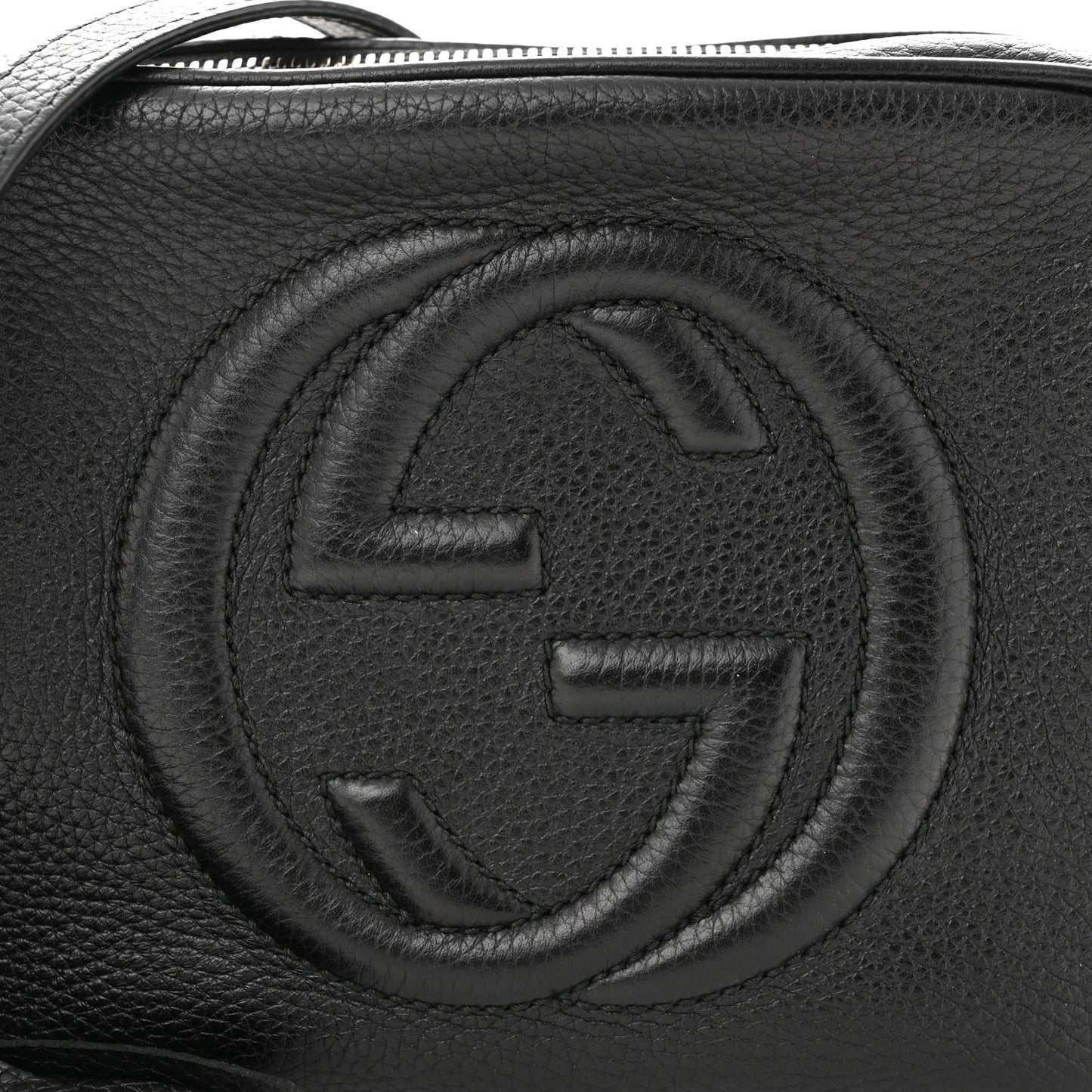 Pebbled Calfskin Small Soho Disco Bag Black