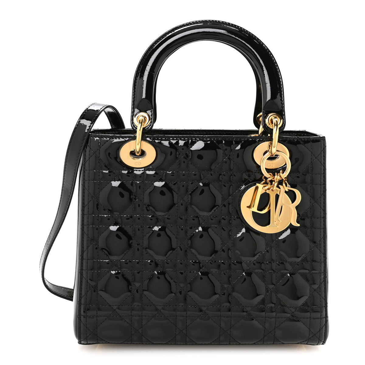 Patent Cannage Medium Lady Dior Black