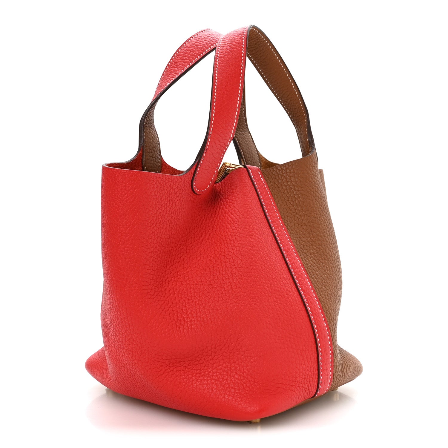 Hermes Taurillon Clemence Casaque Picotin Lock 18 PM Gold Rouge De Coeur 2 of 11