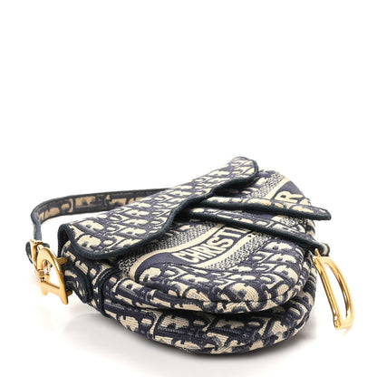 Christian Dior Oblique Embroidered Saddle Bag Blue 4 of 10