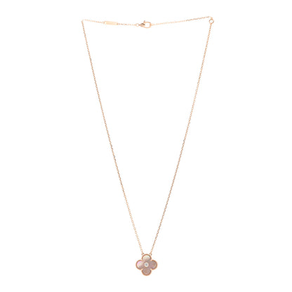 Van Cleef & Arpels 18K Rose Gold Diamond Pink Mother of Pearl Vintage Alhambra Pendant Necklace 3 of 6