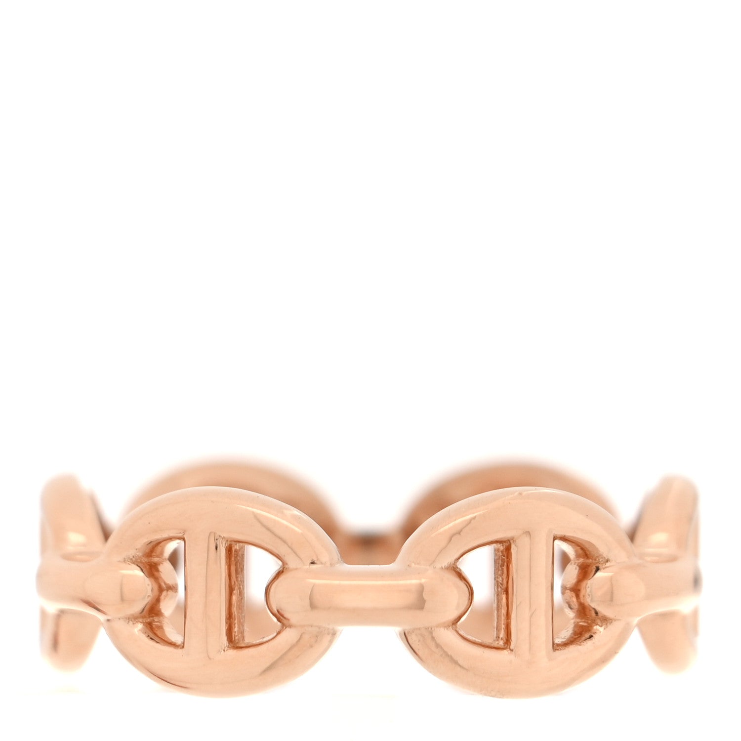 Hermes 18K Rose Gold PM Chaine d'Ancre Enchainee Ring 48 4.5 3 of 5