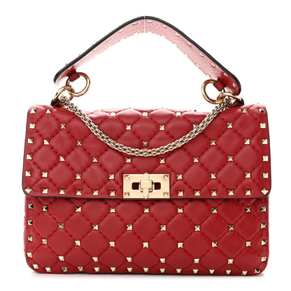 Valentino Garavani Lambskin Medium Rockstud Spike Shoulder Bag Red 1 of 13