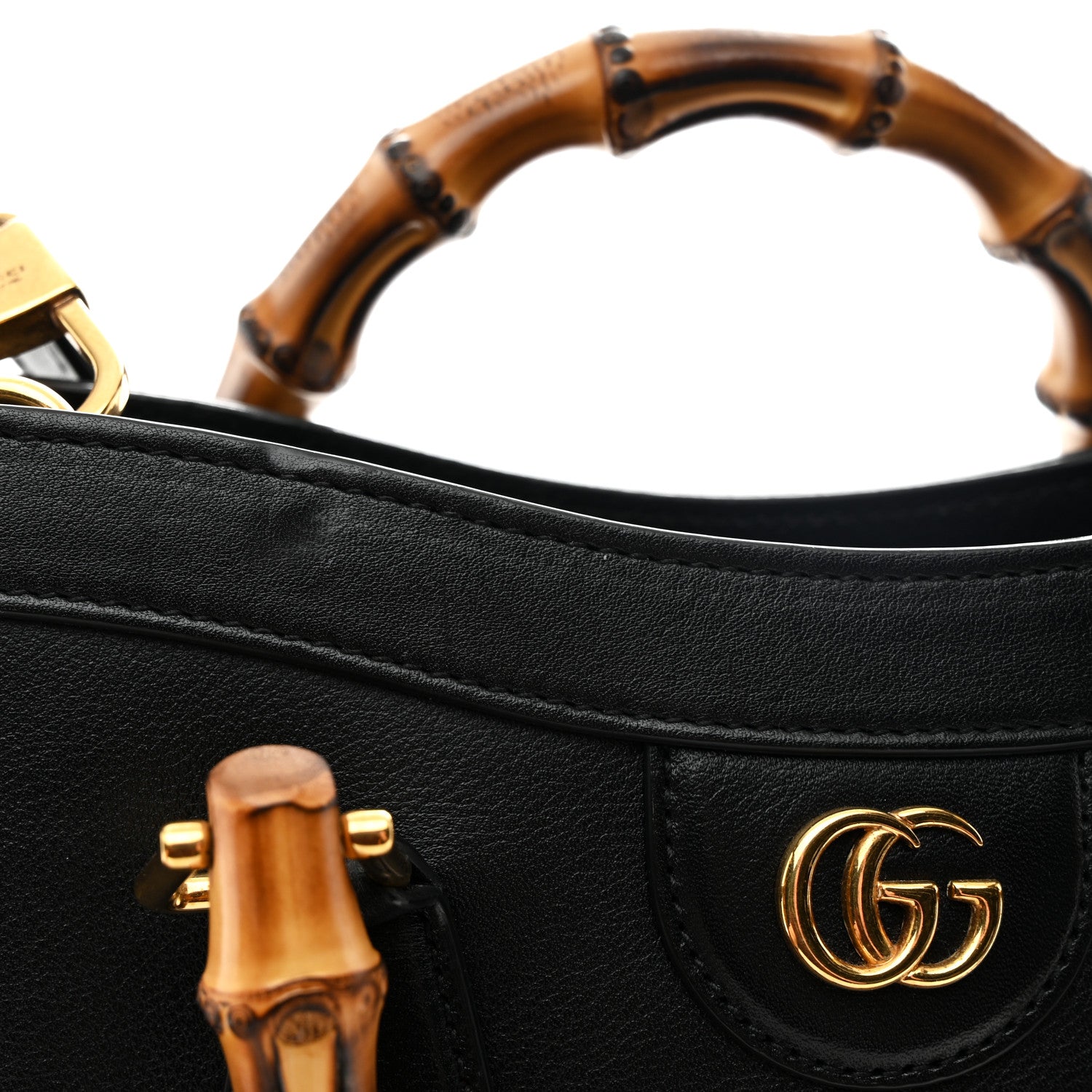 Gucci Calfskin Small Diana Tote Bag Black Yellow Fluo 20 of 21