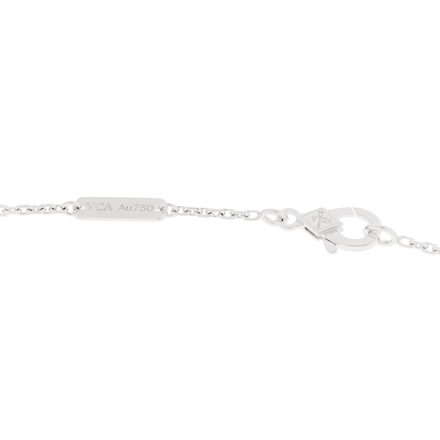Van Cleef & Arpels 18K White Gold Diamond Celadon Green Sevres Porcelain Vintage Alhambra Pendant Necklace 5 of 6