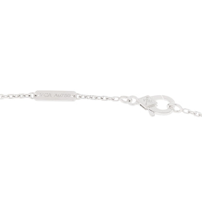Van Cleef & Arpels 18K White Gold Diamond Celadon Green Sevres Porcelain Vintage Alhambra Pendant Necklace 5 of 6