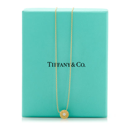 Tiffany 18K Yellow Gold Diamond 1837 Circle Pendant Necklace 7 of 7