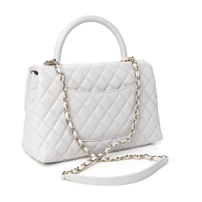 Chanel Caviar Quilted Small Coco Handle Flap Light Grey 2 of 9