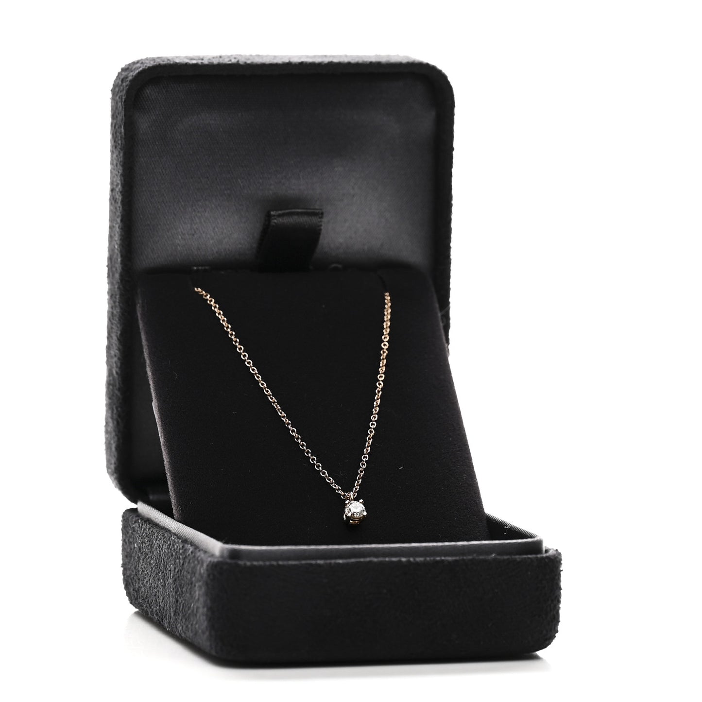 18K Rose Gold Diamond .12ct Solitaire Pendant Necklace