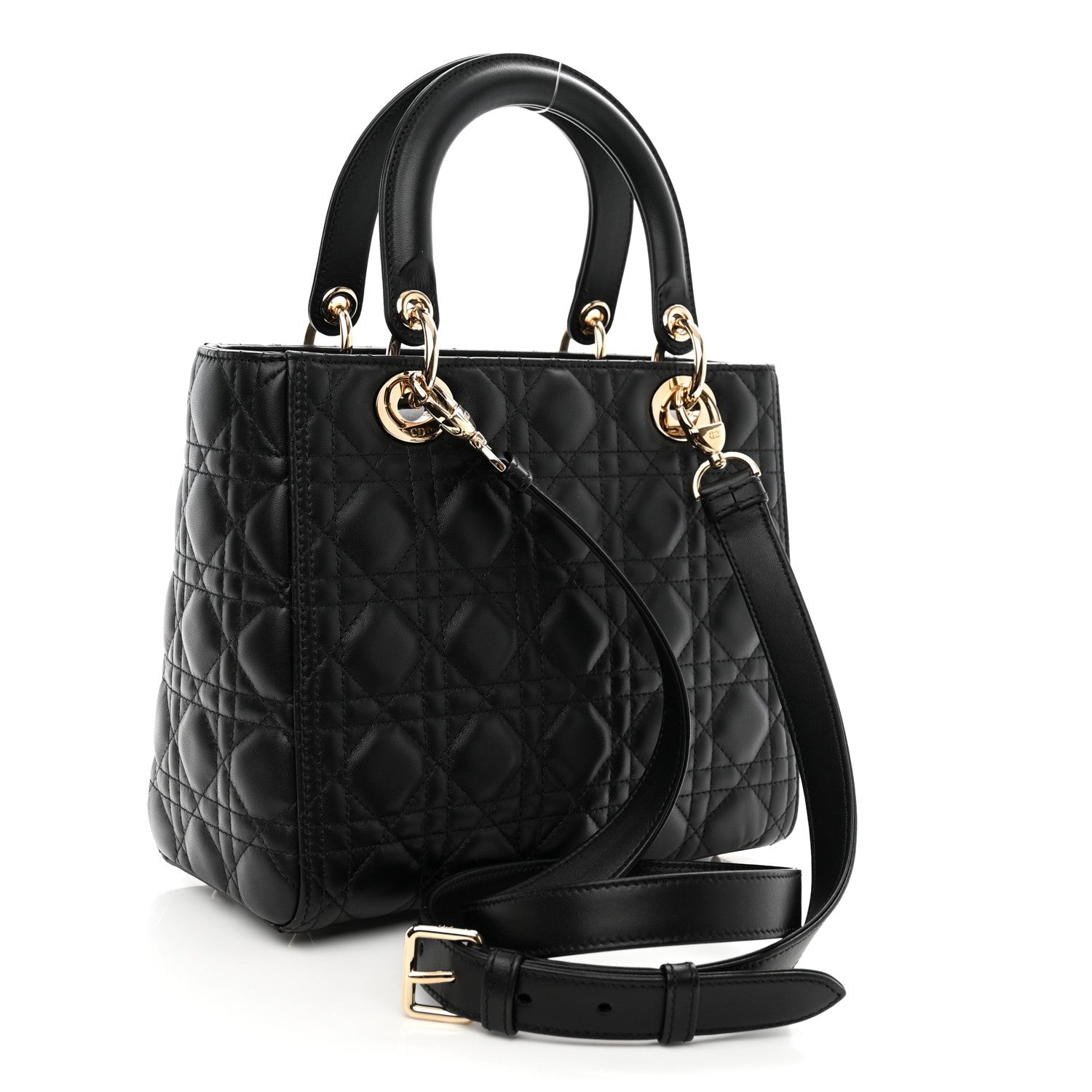 Christian Dior Lambskin Cannage Medium Lady Dior Black 3 of 9