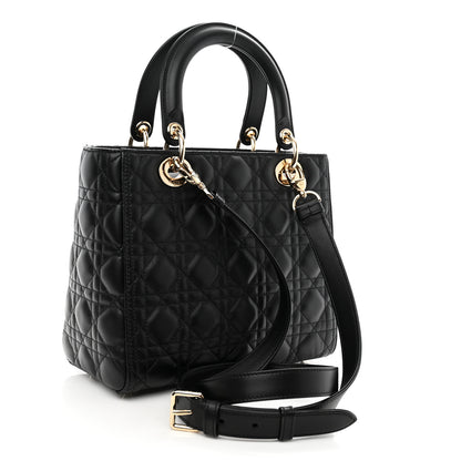 Christian Dior Lambskin Cannage Medium Lady Dior Black 3 of 9