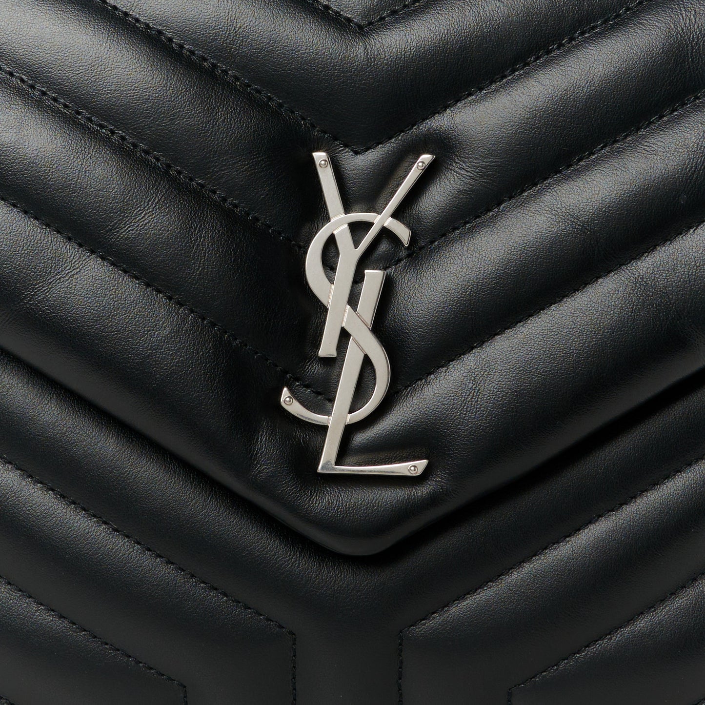 Calfskin Y Quilted Monogram Medium Loulou Chain Satchel Black