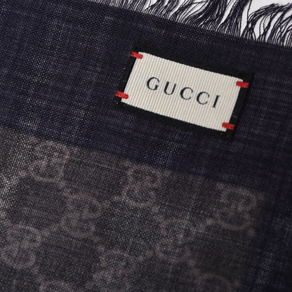 Gucci Wool Monogram Wolf Web Scarf Blue Red 5 of 6