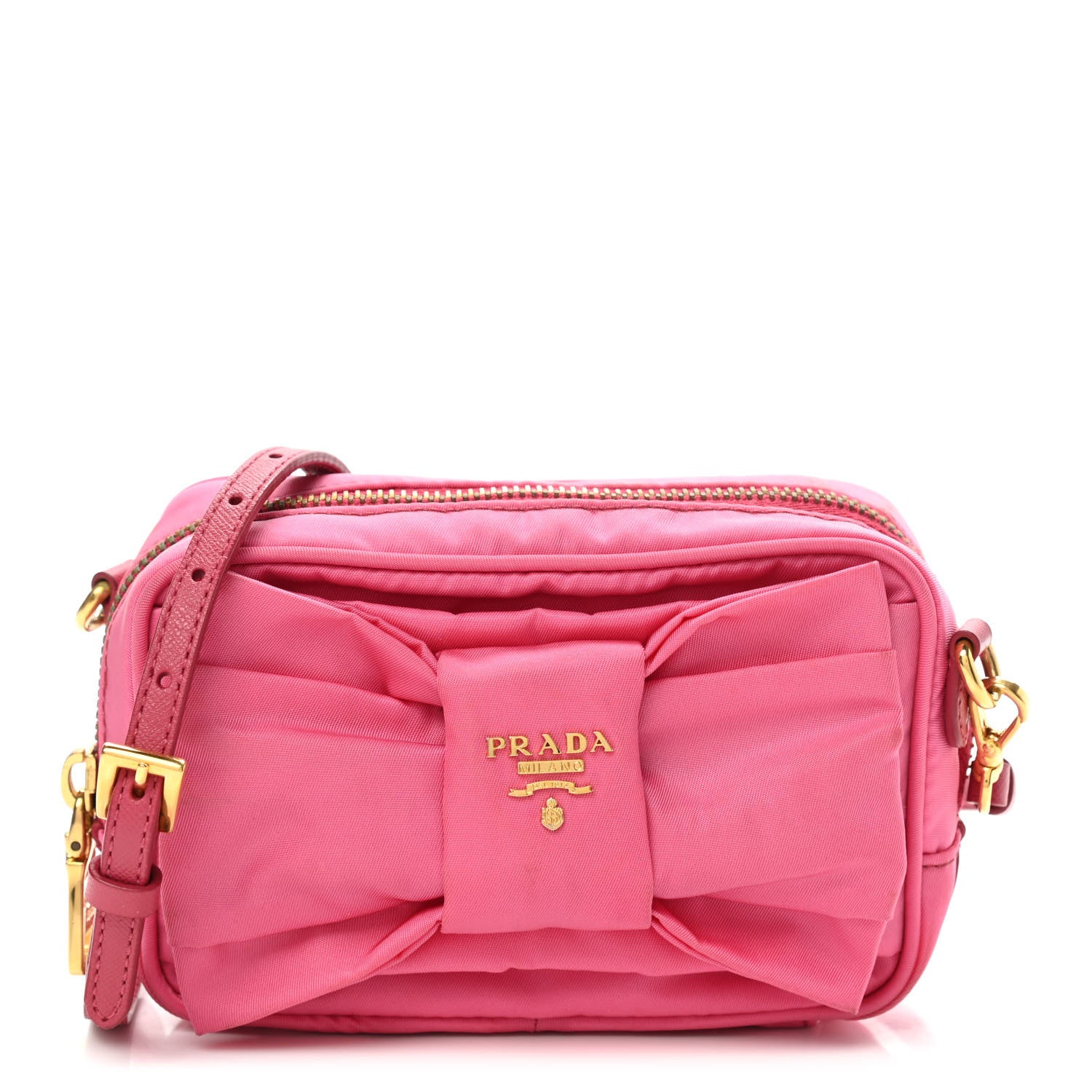 Prada Tessuto Nylon Bow Camera Bag Begonia 1 of 14
