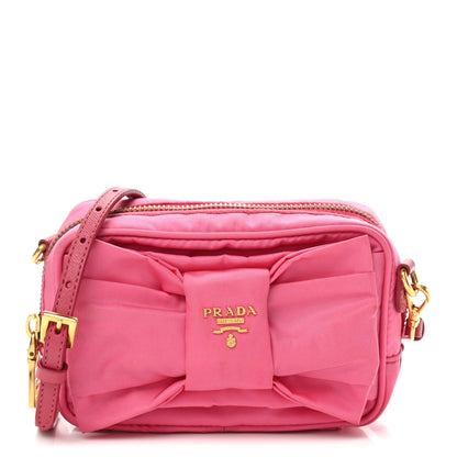 Prada Tessuto Nylon Bow Camera Bag Begonia 1 of 14