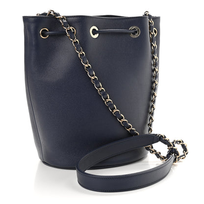 Chanel Caviar Deauville Drawstring Bucket Bag Navy 2 of 10