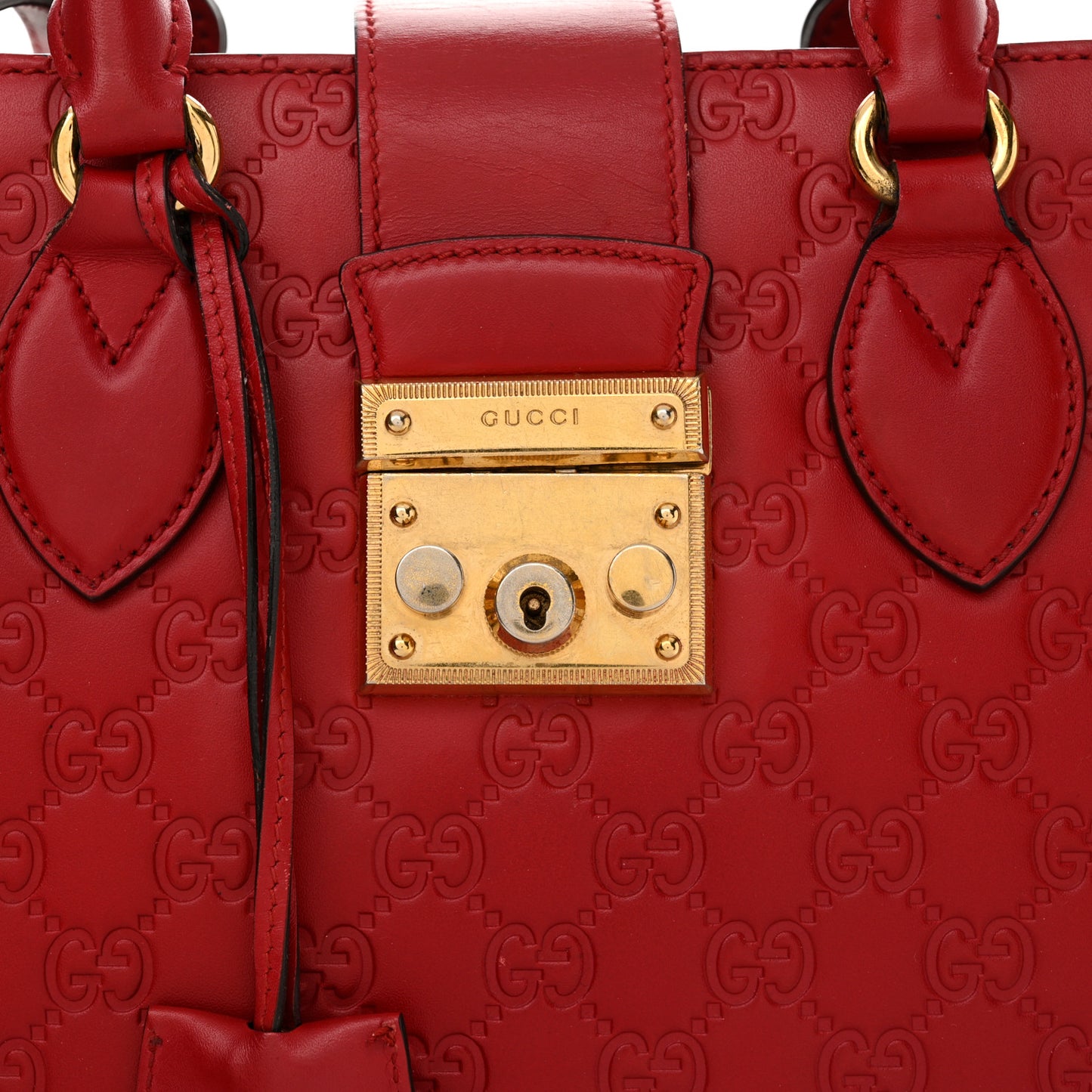 Guccissima Signature Padlock Double Handle Bag Hibiscus Red