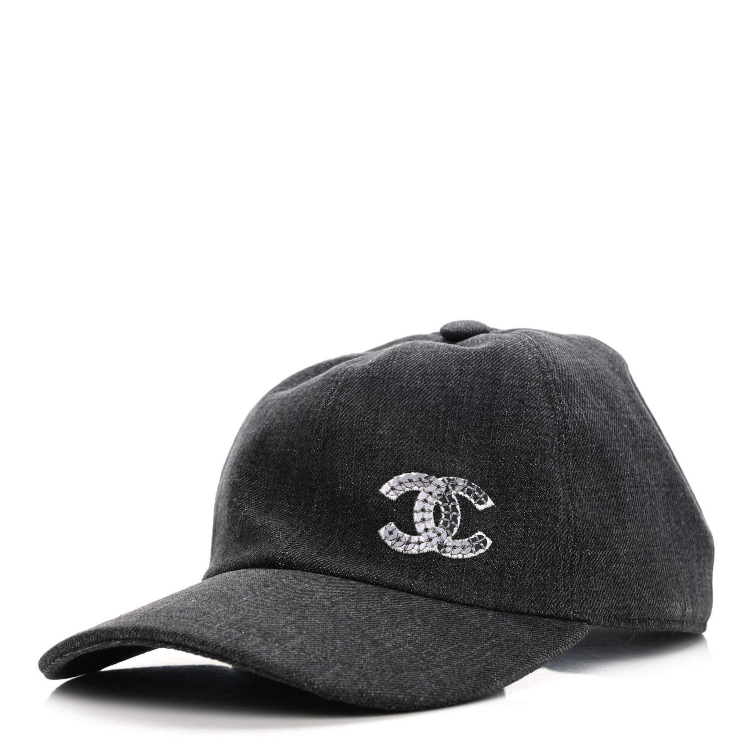 Chanel Cotton Sequin CC Cap Hat Black 1 of 8